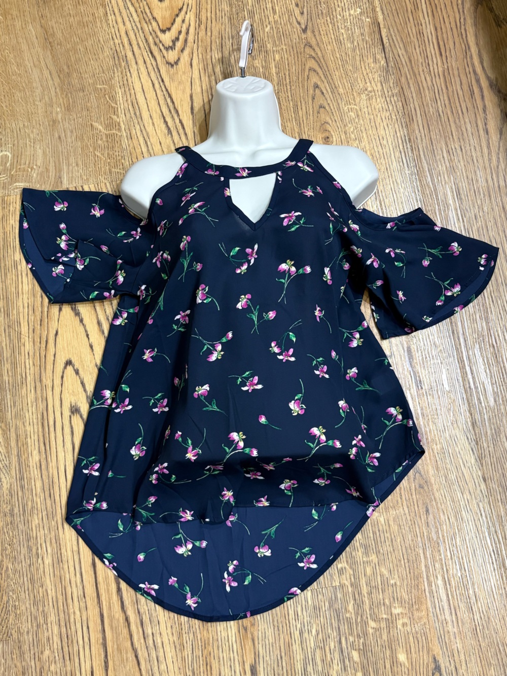Sienna Sky Navy Floral Cold-Shoulder Dress